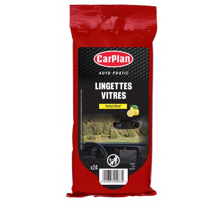 Lingettes vitres Citron - Carplan Auto Pratic