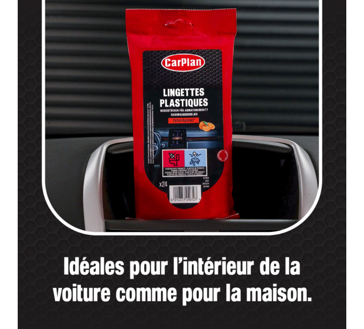 Lingettes plastiques Agrumes - Carplan Auto Pratic
