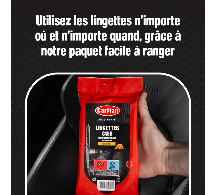 Lingettes cuir Miel - Carplan Auto Pratic