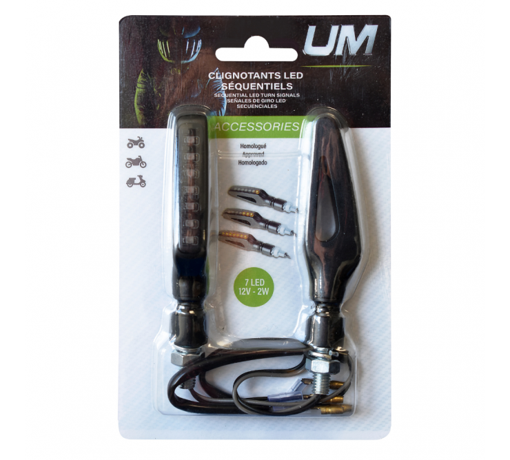 Clignotants séquentiels LED UM - 7LED SMD / 12V, 2W - Homologués avant et arrière